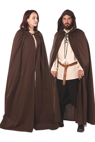 HERO Brown Pure Cotton Canvas : Medieval Viking Renaissance Larp and Reeanctment Unisex Cotton Hooded Cloak. Produced in İstanbul/Turkey by bycalvina.us 