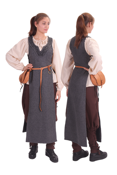 HILDA Grey Wool Emroderied Tabard-Embroidered Wool Tabard inspired from Medieval and Viking ages
