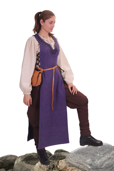 HILDA Lavander Wool Emroderied Tabard-Embroidered Wool Tabard inspired from Medieval and Viking ages
