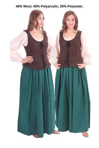 LEONA Brown Wool Bodice - Medieval Viking Middle ages Renaissance women  bodice whench 