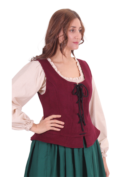 LEONA Burgundy Wool Bodice - Medieval Viking Middle ages Renaissance women  bodice whench 