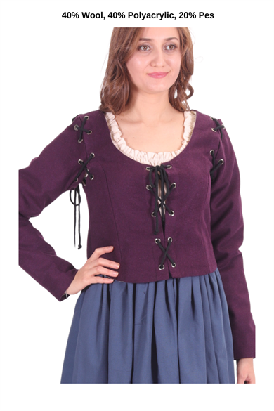 LORICA Purple Wool Bodice - Medieval Viking Middle ages Renaissance women  Removeable Sleeve bodice whench 