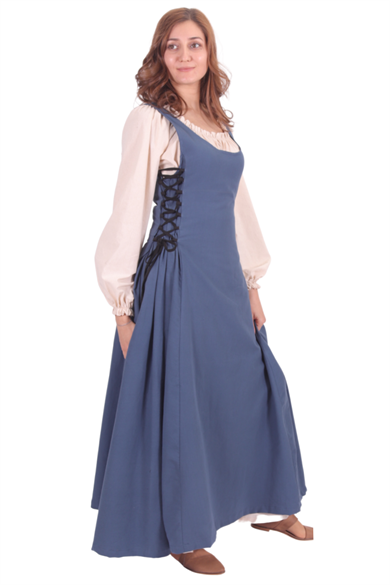 MIRANDA Cotton Blue - XV. century inspired, sleeveless Medieval Viking renaisans women's dress
