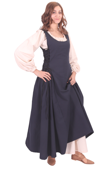 MIRANDA Cotton Dark Blue - XV. century inspired, sleeveless Medieval Viking renaisans women's dress