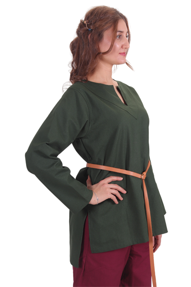 SARA Green Cotton Canvas Tunic : Medieval Viking Larp Middle Ages costume Larp Norse and Reenactment Tunic