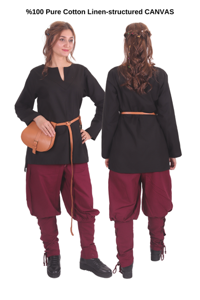 SARA Natur Cotton Canvas Tunic : Medieval Viking Larp Middle Ages costume Larp Norse and Reenactment Tunic