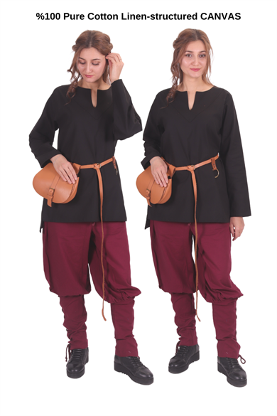 SARA Natur Cotton Canvas Tunic : Medieval Viking Larp Middle Ages costume Larp Norse and Reenactment Tunic