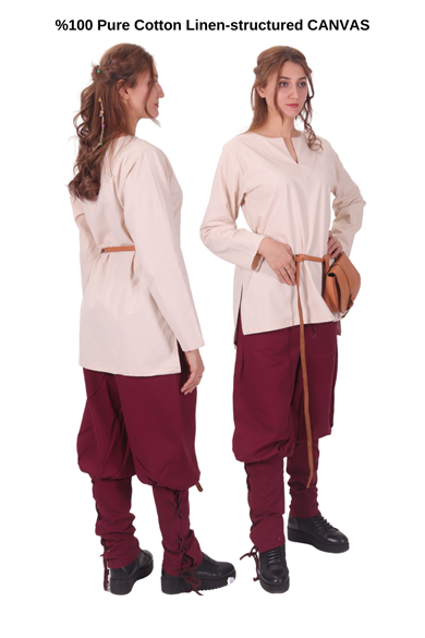 SARA Natur Cotton Canvas Tunic : Medieval Viking Larp Middle Ages costume Larp Norse and Reenactment Tunic