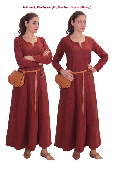 WILMA Orange Wool Dress : Medieval Viking Women Dress