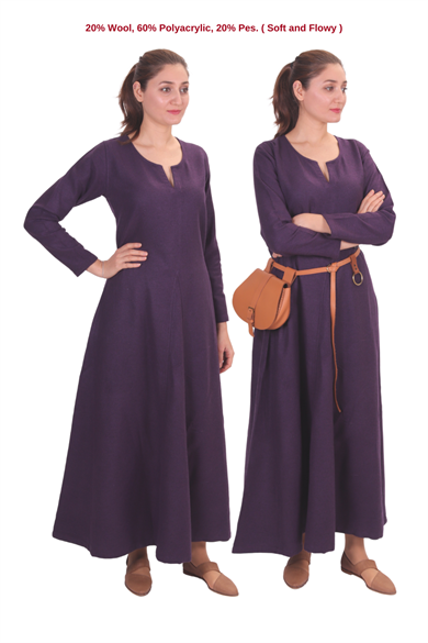 WILMA Purple Wool Dress : Medieval Viking Women Dress