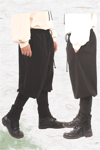 WUNITT Cotton Black Pants -  Medieval Viking Larp and Renaissance Mans PURE COTTON CANVAS Pants With Two Functional Pockets.