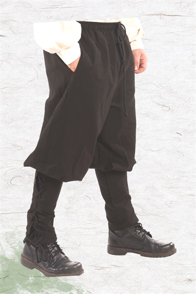 WUNITT Cotton Black Pants -  Medieval Viking Larp and Renaissance Mans PURE COTTON CANVAS Pants With Two Functional Pockets.