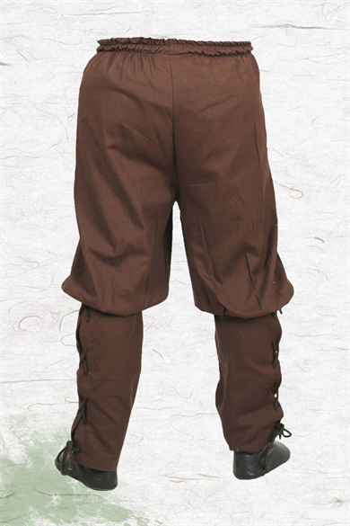 WUNITT Cotton Brown Pants -  Medieval Viking Larp and Renaissance Mans PURE COTTON CANVAS Pants With Two Functional Pockets.