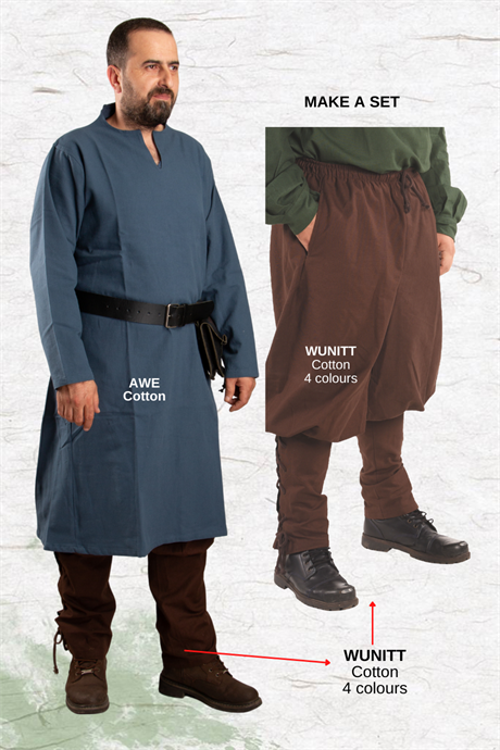 VINZA Blue Cotton Tunic : Medieval Viking Larp and Renaissance Tunic
