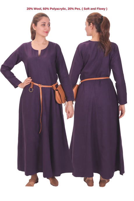 WILMA Purple Wool Dress : Medieval Viking Women Dress