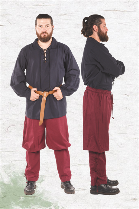 WUNITT Cotton Burgundy Pants -  Medieval Viking Larp and Renaissance Mans PURE COTTON CANVAS Pants With Two Functional Pockets.