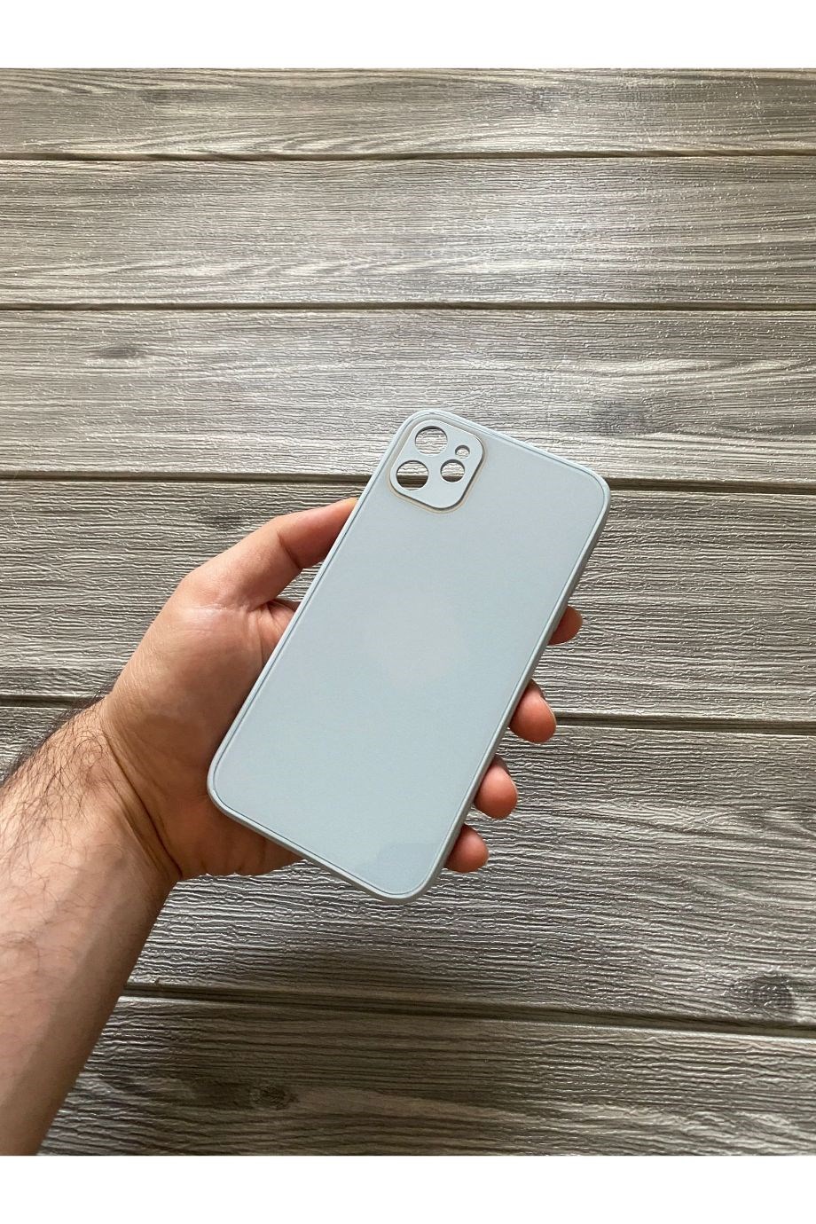 iPhone 11 Buz Mavisi Kamera Korumalı Cam Kılıf