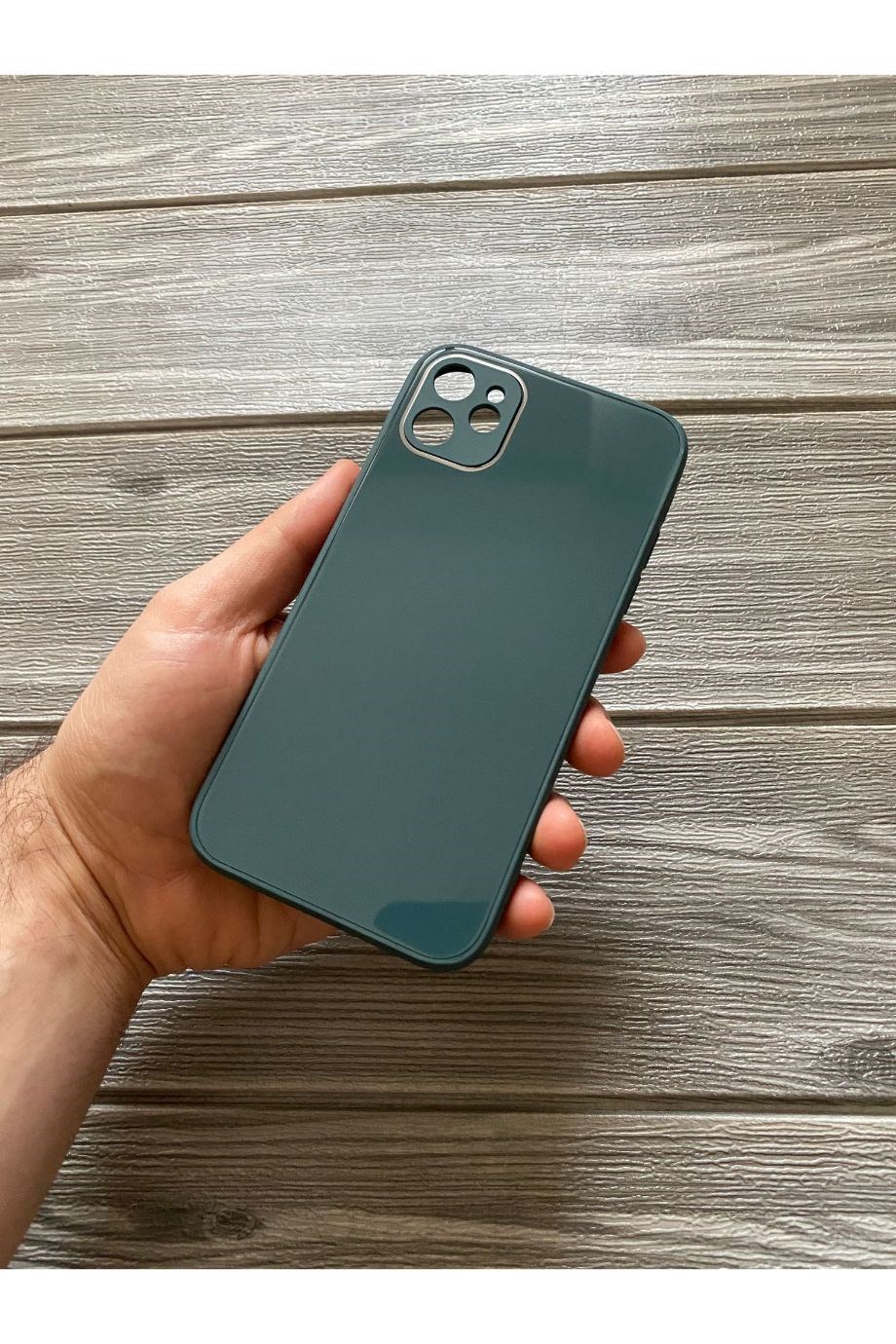 iPhone 11 Petrol Yeşili Kamera Korumalı Cam Kılıf