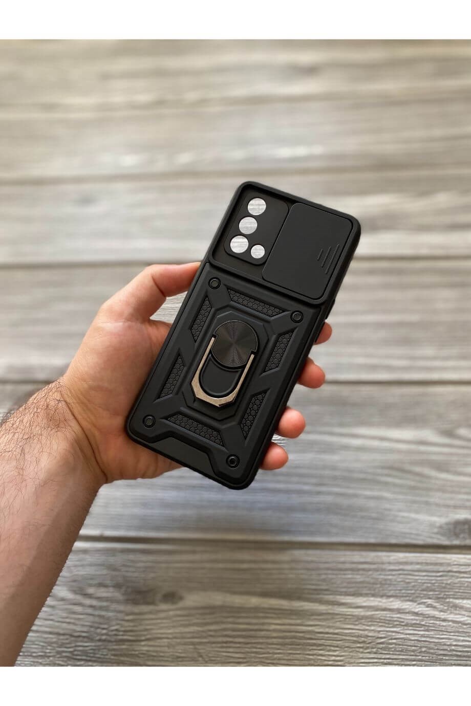 Oppo A74 Siyah Kamera Sürgülü Tank Kılıf
