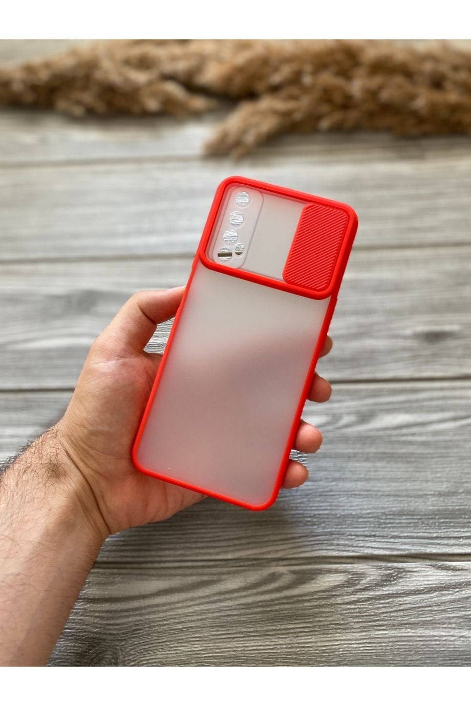 Realme 7 Kırmızı Kamera Sürgülü Kılıf