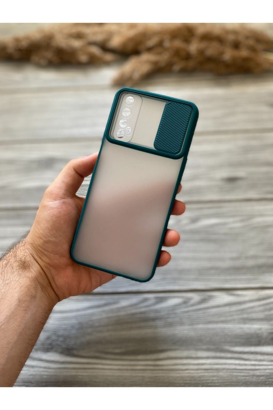 Realme 7 Petrol Yeşili Kamera Sürgülü Kılıf