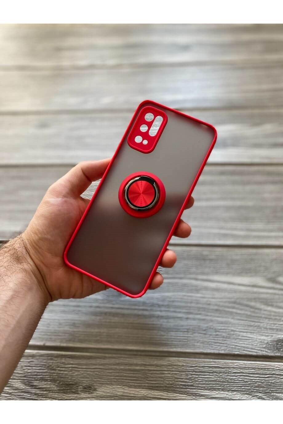 Redmi Note 10 5G Kırmızı Yüzüklü Buzlu Mika Kılıf