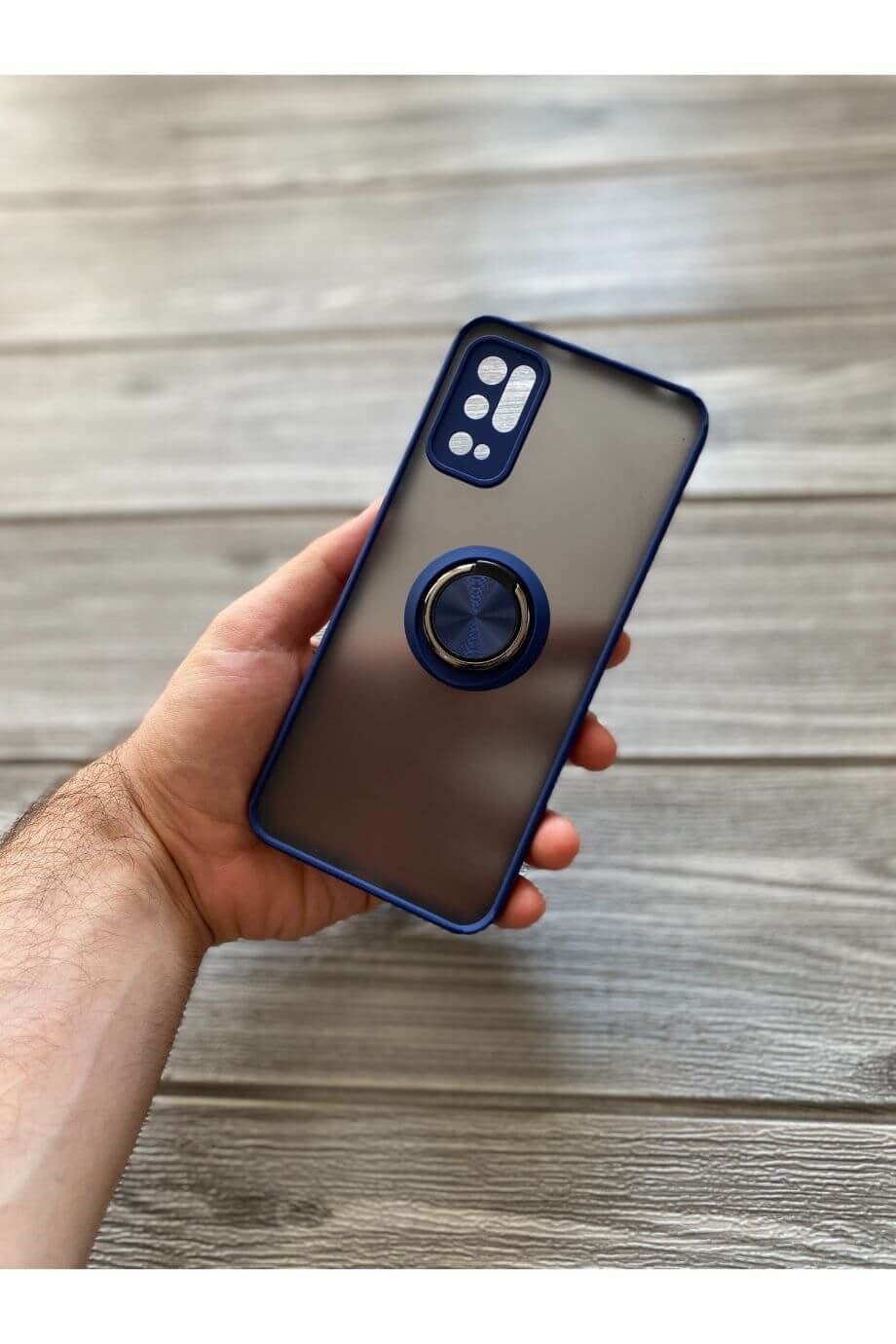 Redmi Note 10 5G Lacivert Yüzüklü Buzlu Mika Kılıf