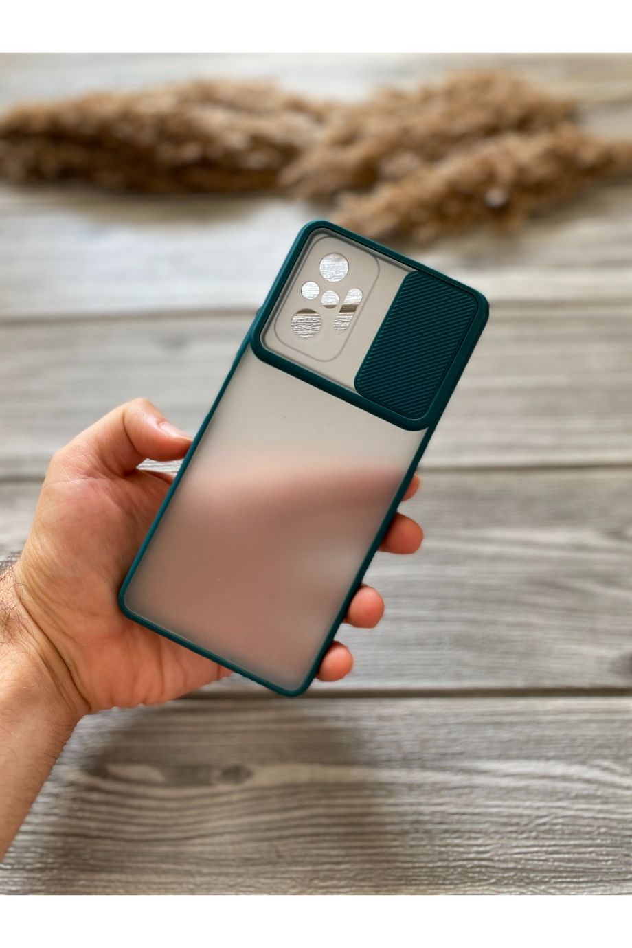 Redmi Note 10 Pro Petrol Yeşili Kamera Sürgülü Kılıf