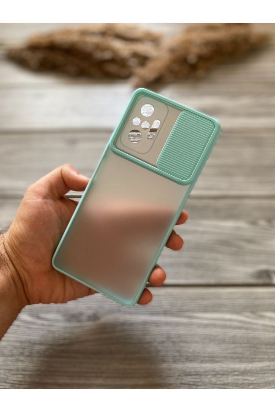 Redmi Note 10 Pro Turkuaz Kamera Sürgülü Kılıf