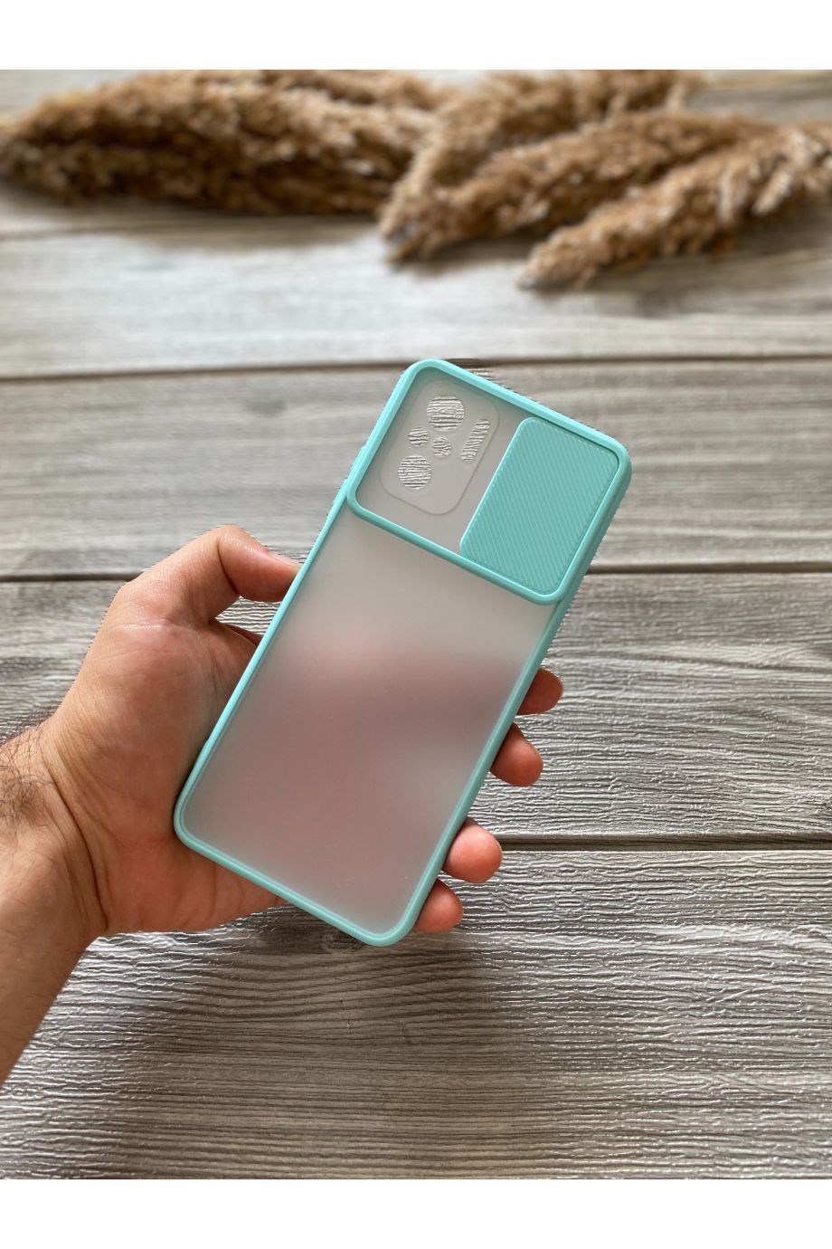 Redmi Note 10 Turkuaz Kamera Sürgülü Kılıf