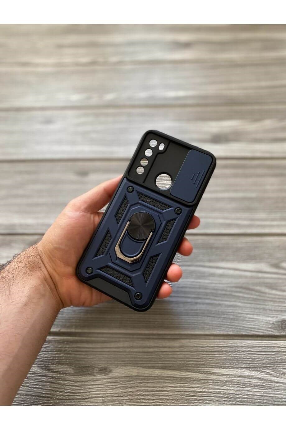 Redmi Note 8 Lacivert Kamera Sürgülü Tank Kılıf