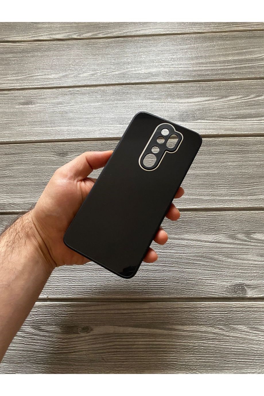 Redmi Note 8 Pro Siyah Kamera Korumalı Cam Kılıf