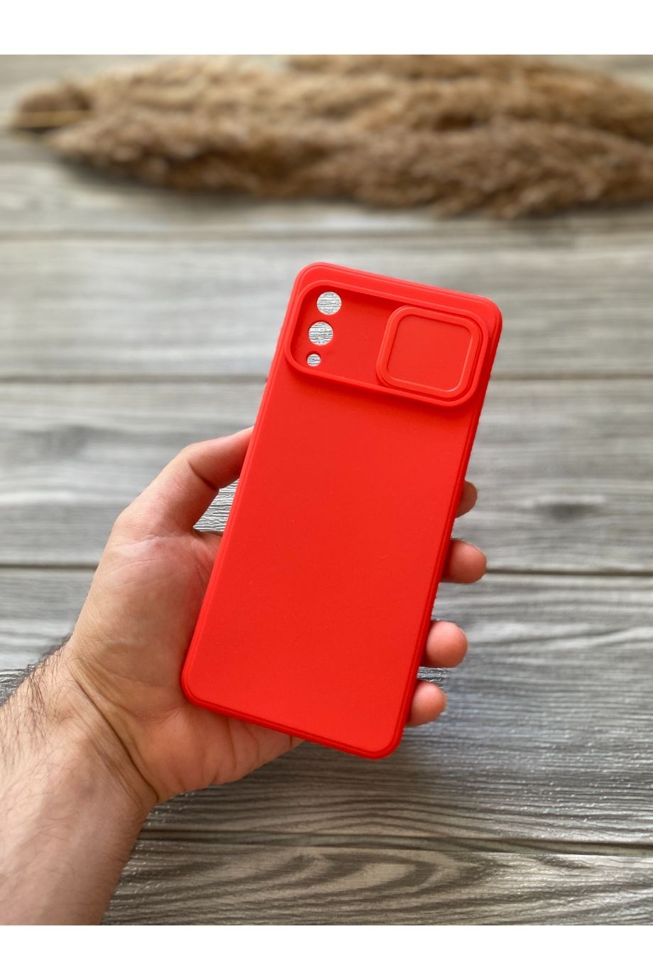 Samsung A02 Kırmızı Kamera Sürgülü Silikon Kılıf