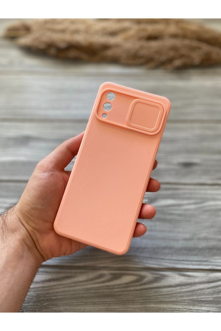 Samsung A02 Pembe Kamera Sürgülü Silikon Kılıf