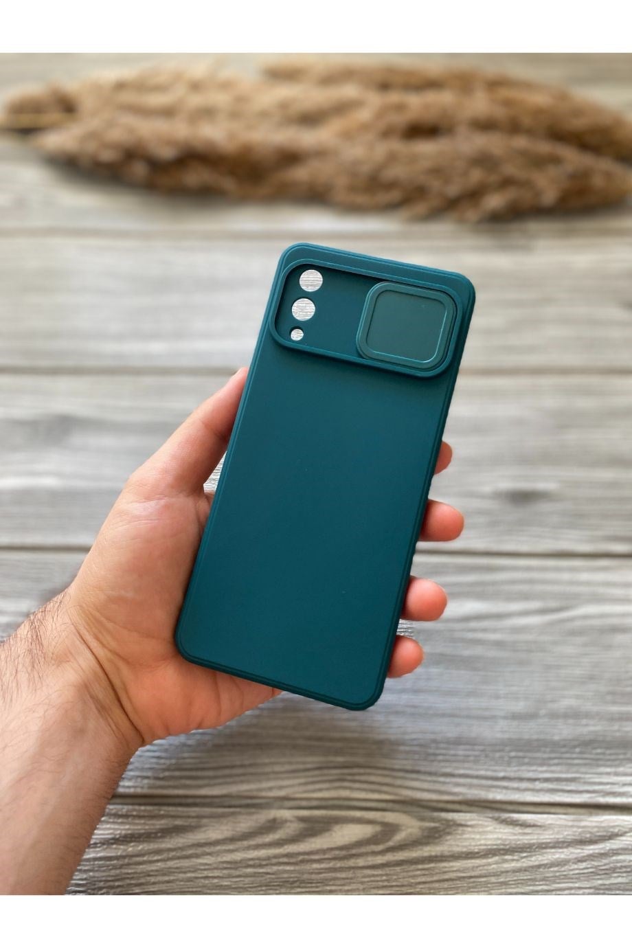 Samsung A02 Petrol Yeşili Kamera Sürgülü Silikon Kılıf