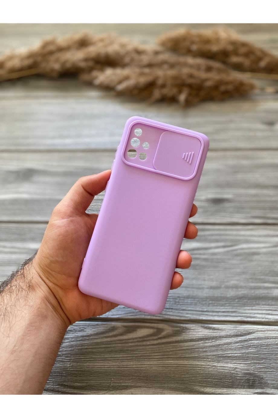 Samsung A51 Lila Kamera Sürgülü Silikon Kılıf
