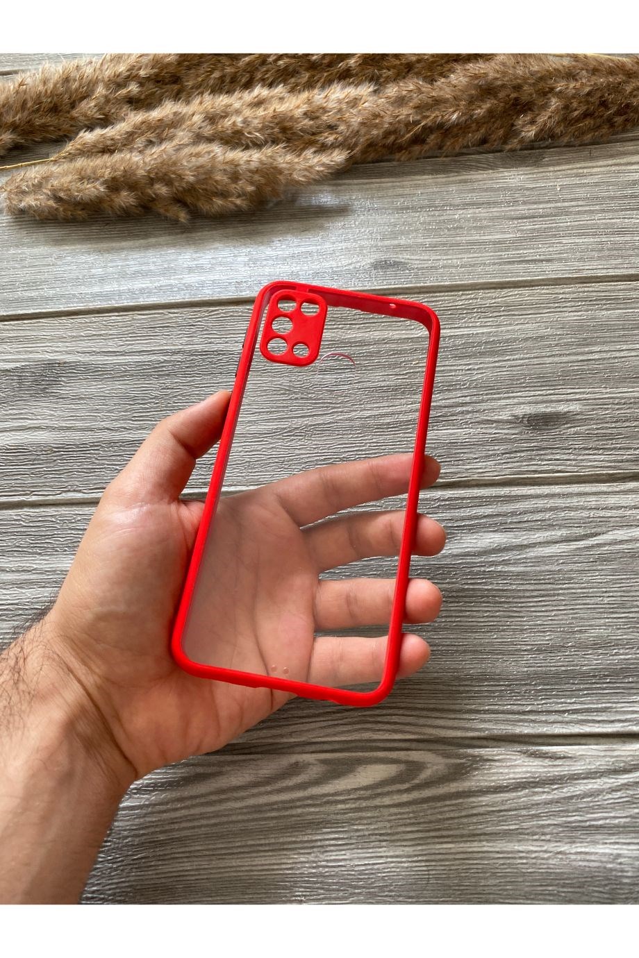 Samsung M31 Kırmızı Şeffaf Mika Kılıf