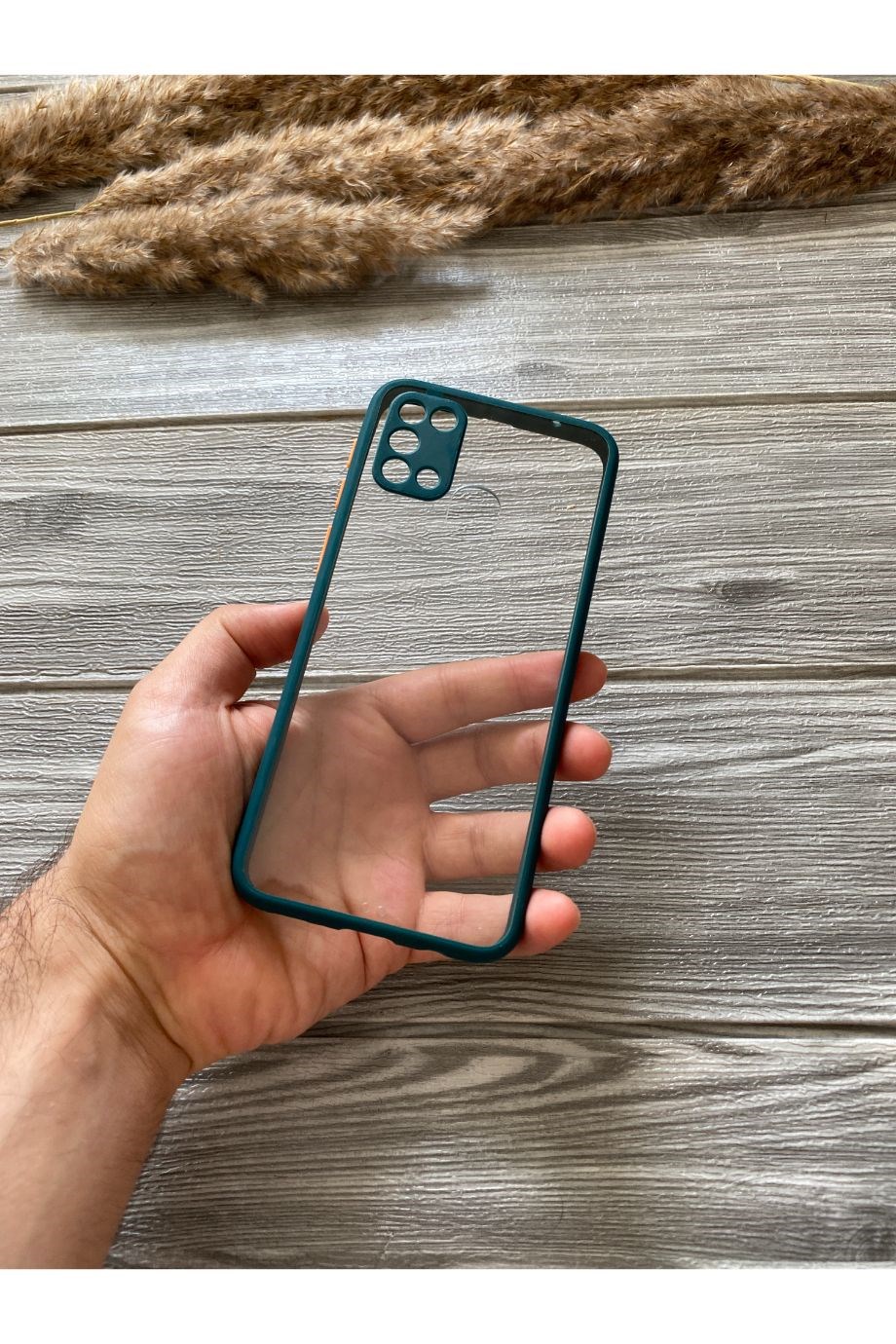 Samsung M31 Petrol Yeşili Şeffaf Mika Kılıf