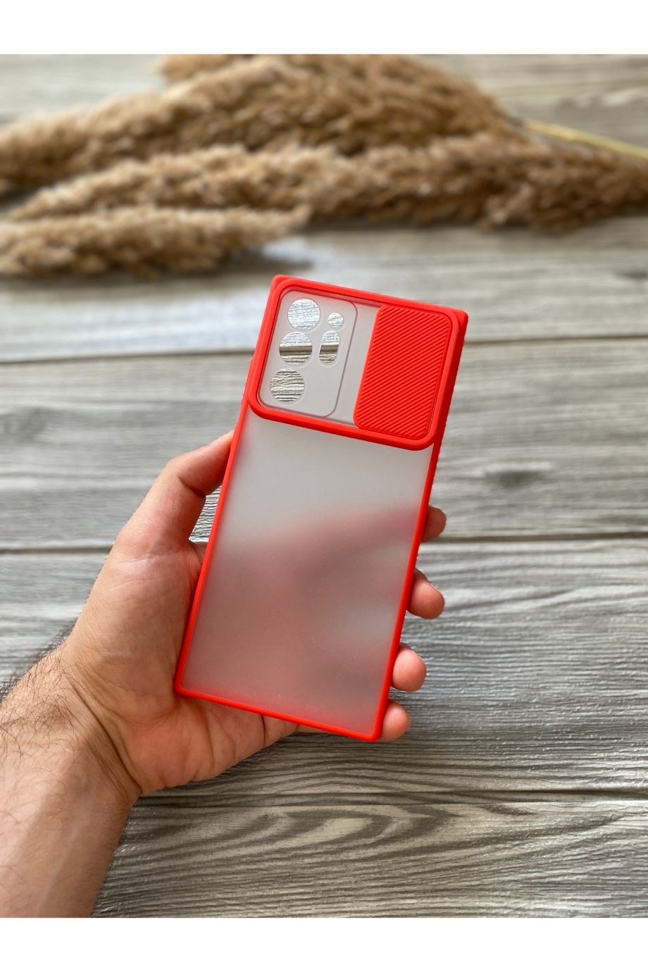 Samsung Note 20 Ultra Kırmızı Kamera Sürgülü Kılıf