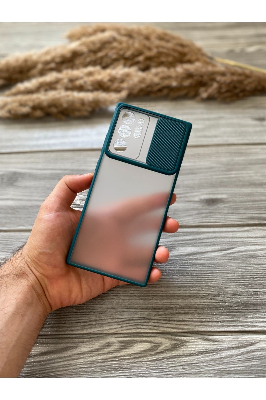 Samsung Note 20 Ultra Petrol Yeşili Kamera Sürgülü Kılıf