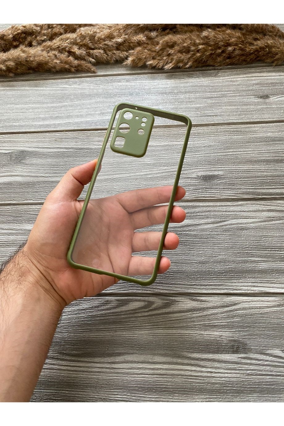 Samsung S20 Ultra Haki Yeşili Şeffaf Mika Kılıf