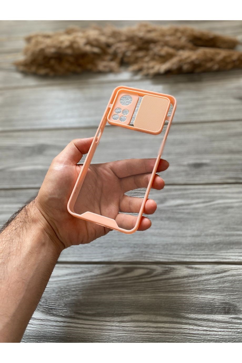 Mi 10T / Mi 10T Pro Pembe Kamera Sürgülü Şeffaf Kılıf