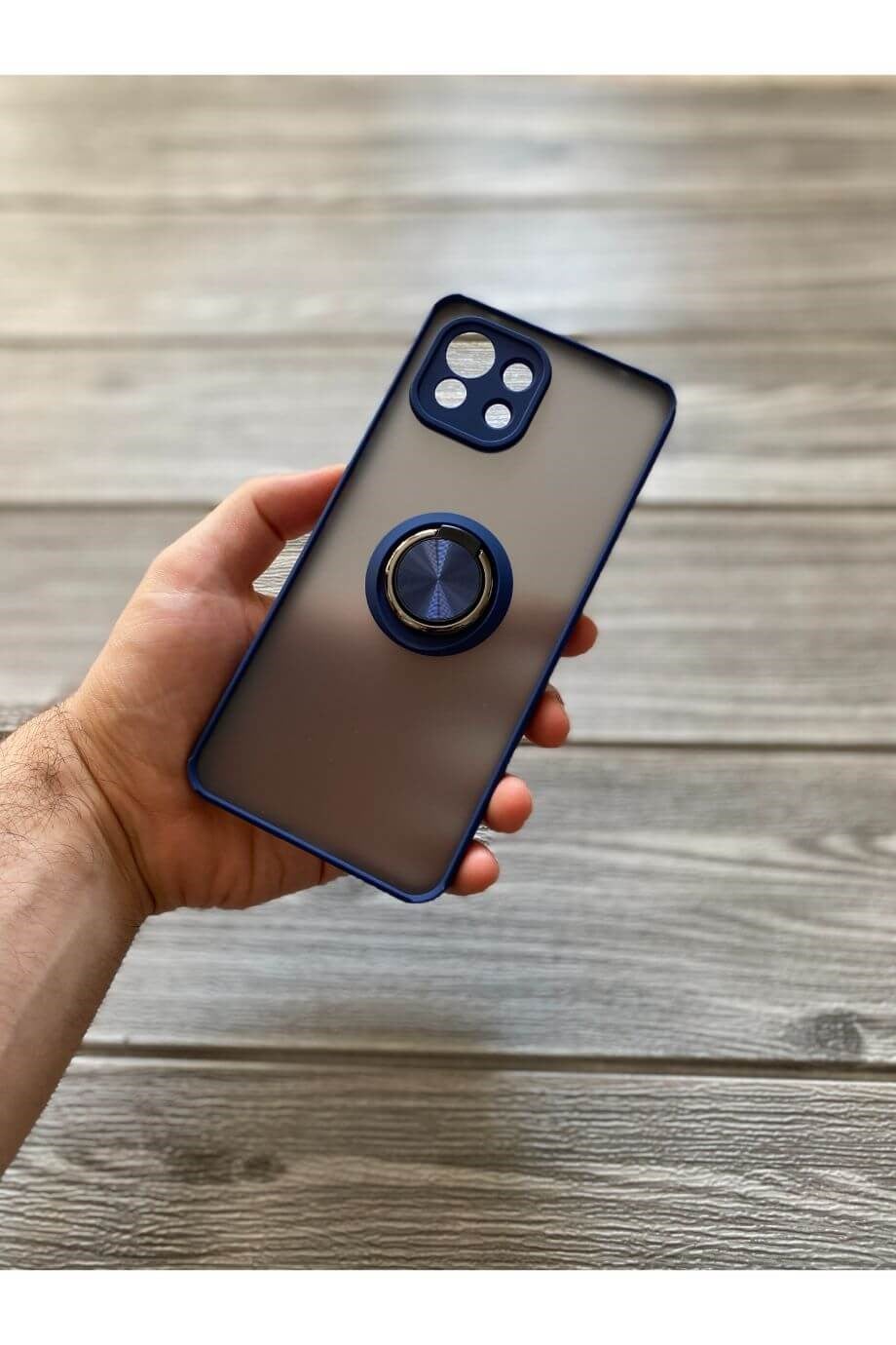 Mi 11 Lite Lacivert Yüzüklü Buzlu Mika Kılıf