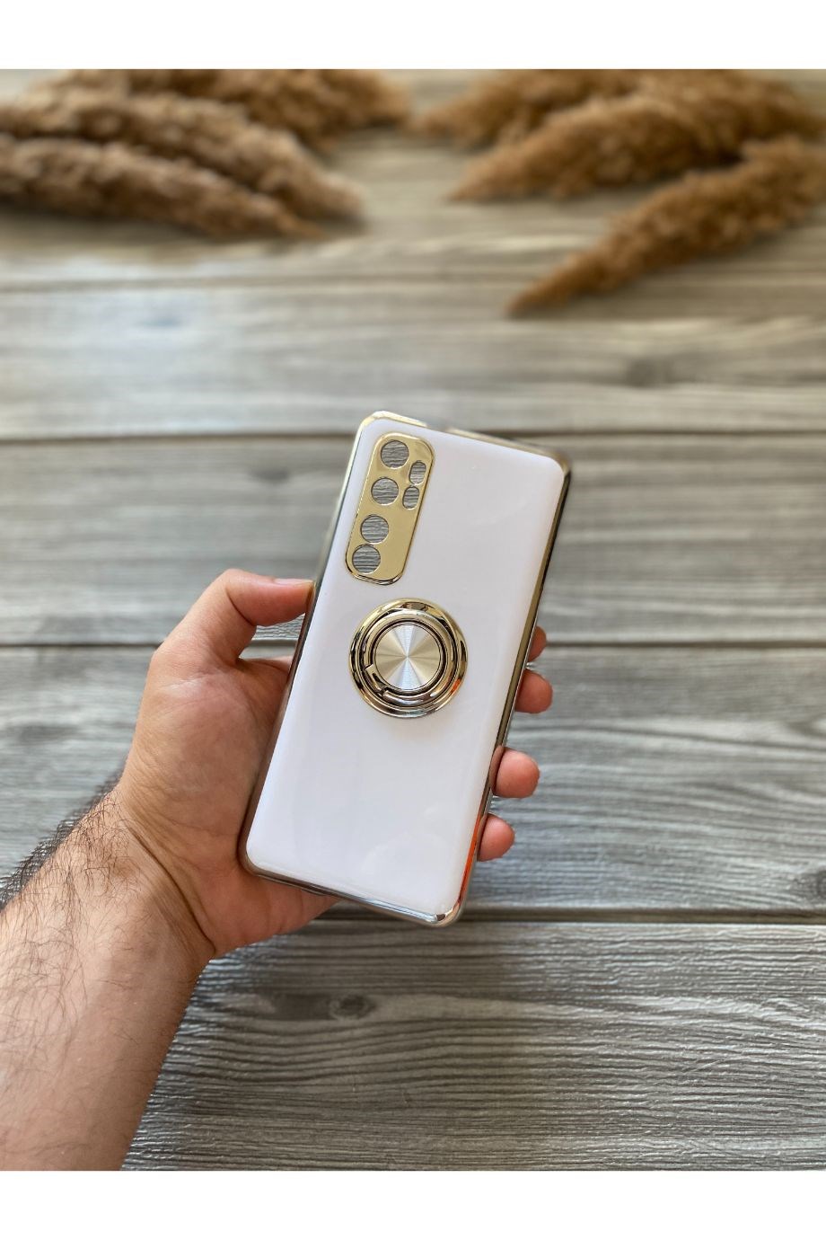 Mi Note 10 Lite Beyaz Premium Yüzüklü Kılıf