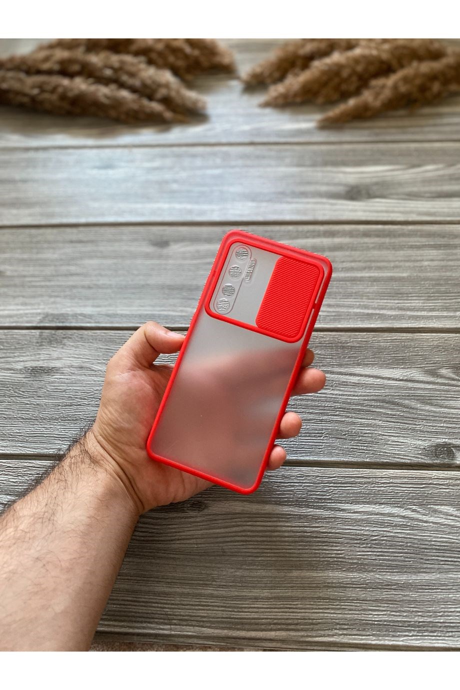 Mi Note 10 Lite Kırmızı Kamera Sürgülü Kılıf