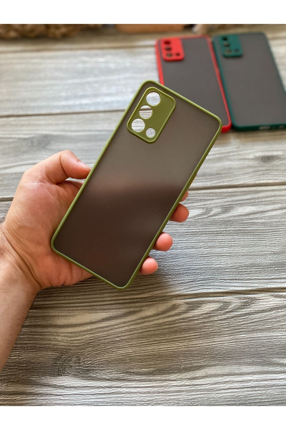 Oppo A74 Haki Yeşili Kamera Korumalı Buzlu Mika Kılıf