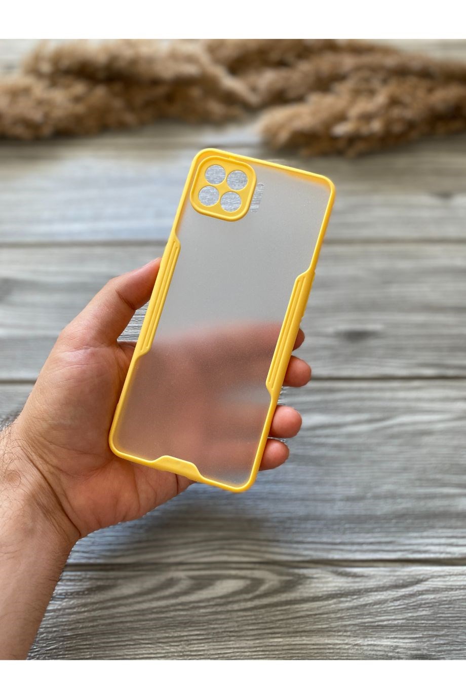 Oppo Reno 4 Lite Sarı Buzlu Silikon Kılıf