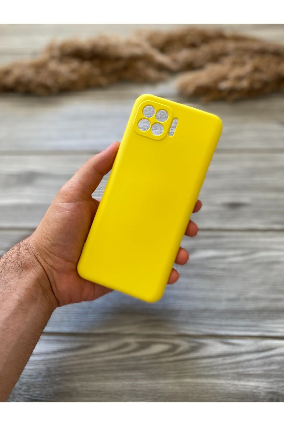 Oppo Reno 4 Lite Sarı Kamera Korumalı Lansman Kılıf
