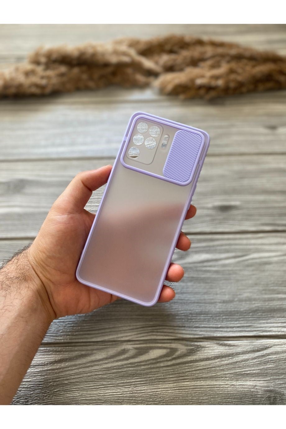Oppo Reno 5 Lite Lila Kamera Sürgülü Kılıf
