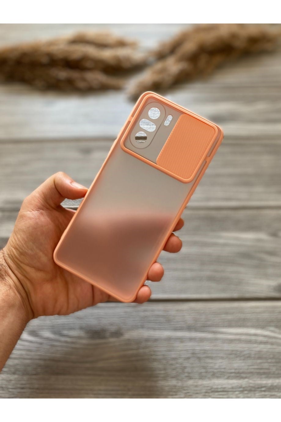 Poco F3 Pembe Kamera Sürgülü Kılıf